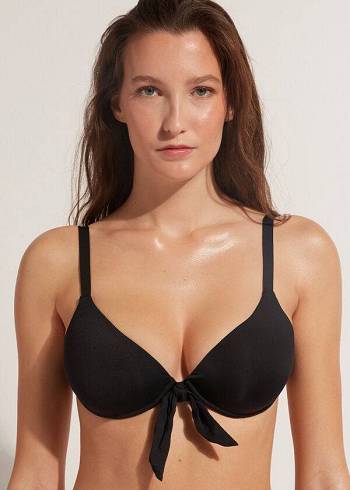 Arriba De Bikini Calzedonia Acolchado Push-Up Indonesia Mujer Negras | CL1852OR