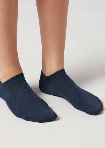 Calcetines Calzedonia Algodon No-Show rosa Mujer Azules | CL2287WY