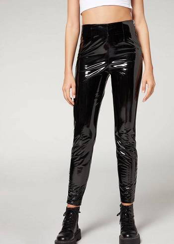 Leggins Calzedonia Flaco in Thermal Vinyl Mujer Negras | CL2686VD