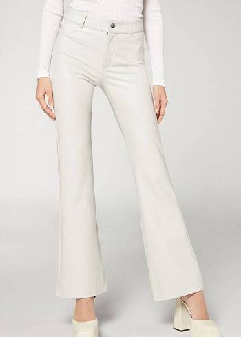 Leggins Calzedonia Zip and Button Coated Thermal Flared Mujer Blancas | CL2711NB
