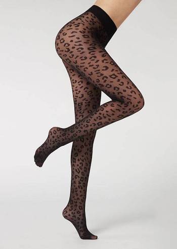 Mallas Calzedonia Animal Pattern 30 Denier Sheer Patterned Sexy Mujer Negras | CL1085CE
