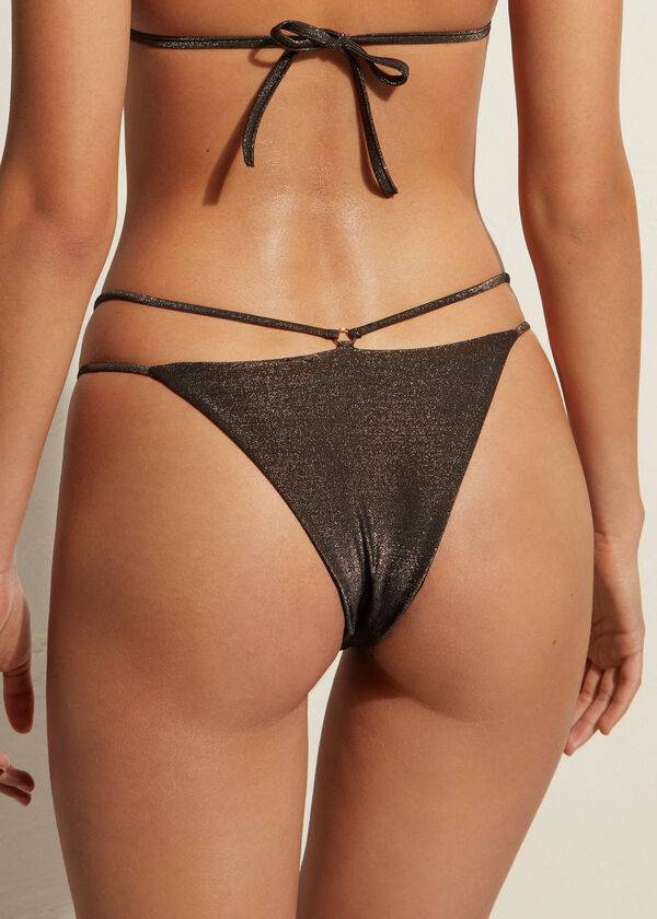 Abajo De Bikini Calzedonia Brazilian Side String Hollywood Mujer Negras | CL1320VD
