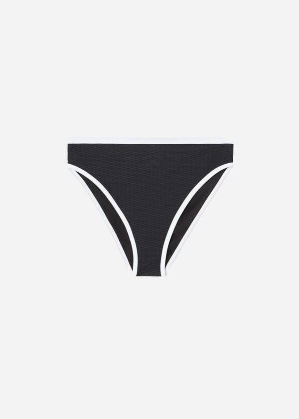 Abajo De Bikini Calzedonia High Cintura Coimbra Mujer Negras Blancas | CL1422XF