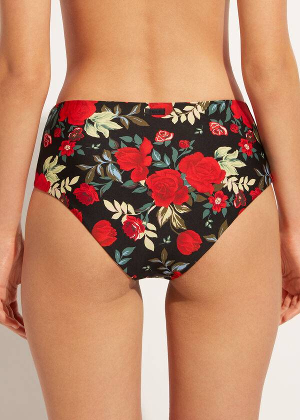 Abajo De Bikini Calzedonia High Cintura Reversible Nizza Mujer Rosas | CL1437PQ