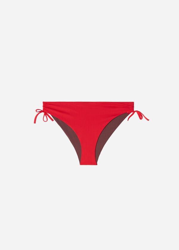 Abajo De Bikini Calzedonia High-Cintura Drawstring Indonesia Mujer Rojas | CL1459YU