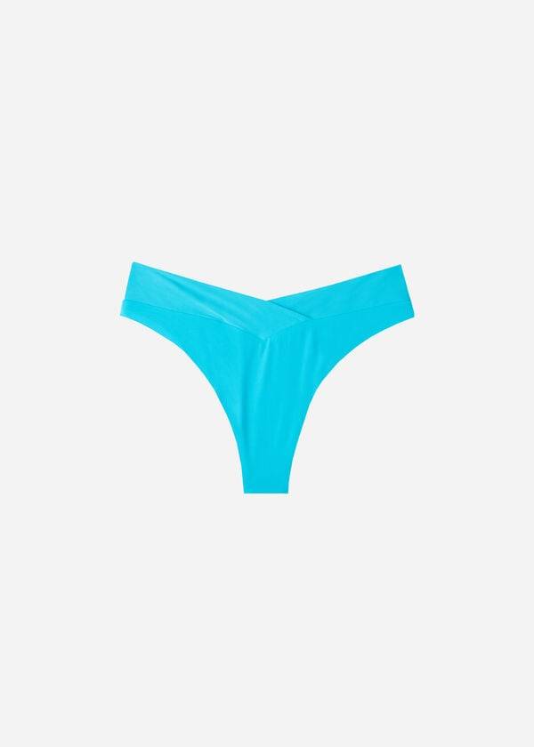 Abajo De Bikini Calzedonia High-Cintura V-Cut Brazilian Indonesia Mujer Turquesa | CL1464AP