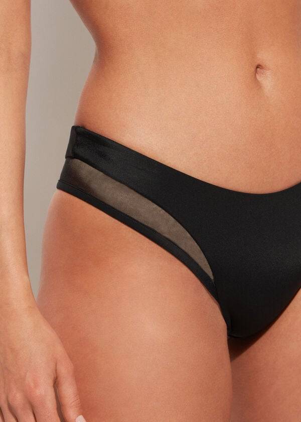Abajo De Bikini Calzedonia Tulle Insert Shaped Cintura Tokyo Mujer Rosas | CL1657CE