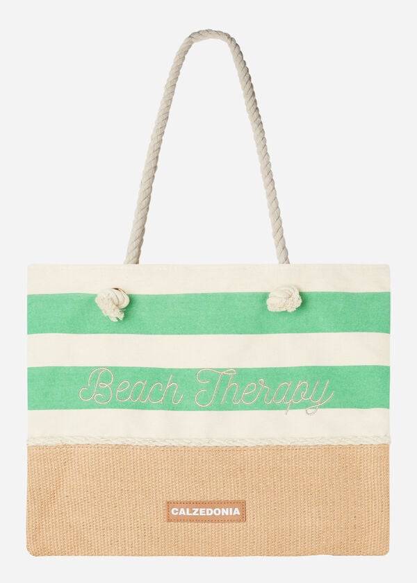 Accesorios Calzedonia A Rayas Beach Bag Mujer Verde | CL1283SO