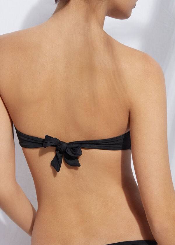 Arriba De Bikini Calzedonia Acolchado Bandeau Indonesia Eco rosa Mujer Negras | CL1803SO