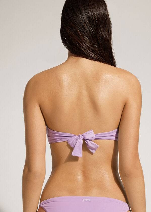 Arriba De Bikini Calzedonia Acolchado Bandeau Indonesia Eco Strapless Mujer Moradas | CL1808JJ