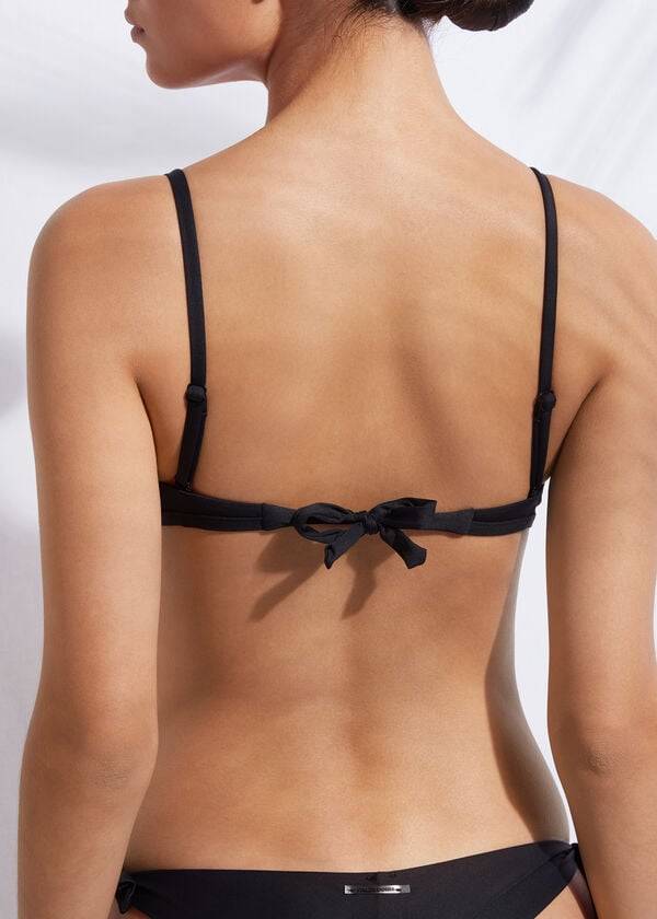 Arriba De Bikini Calzedonia Acolchado Triangle Indonesia Mujer Negras | CL1902UT