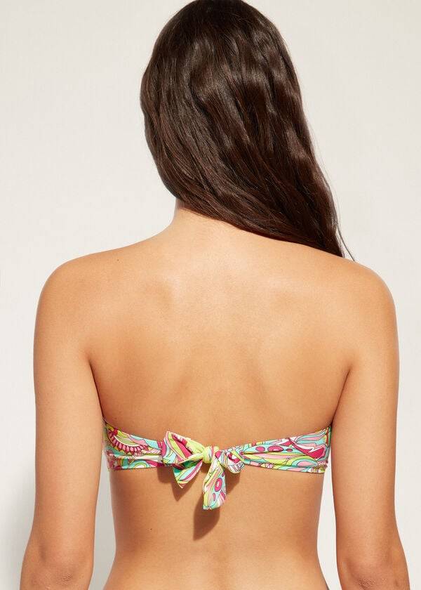 Arriba De Bikini Calzedonia Bandeau Londra Mujer Rosas | CL1696OR