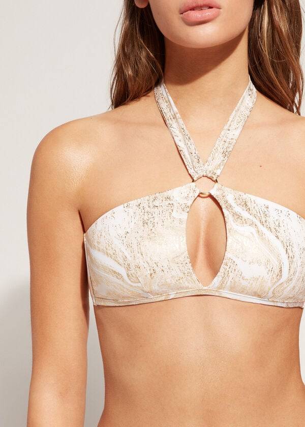 Arriba De Bikini Calzedonia Cut-Out Bandeau Hollywood Mujer Doradas | CL1707ZG