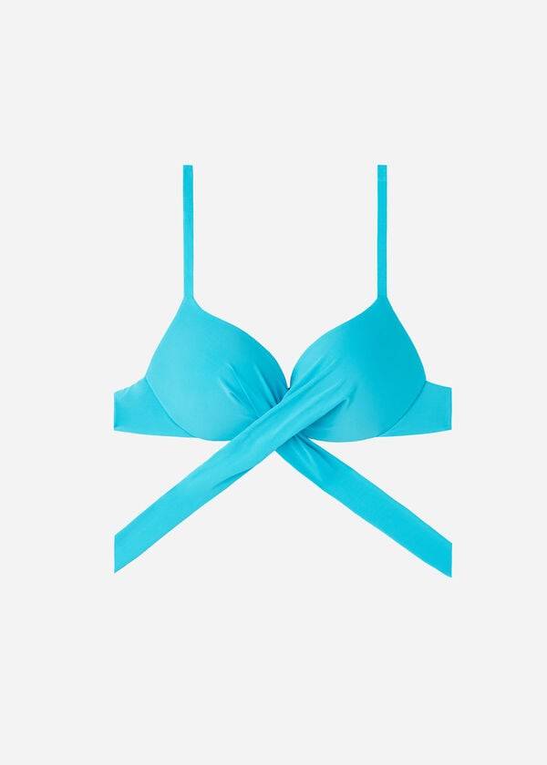 Arriba De Bikini Calzedonia Graduated Acolchado Push Up Indonesia Mujer Turquesa | CL1724AP