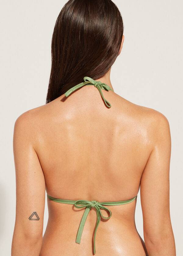 Arriba De Bikini Calzedonia Graduated Acolchado Triangle Cannes Mujer Verde | CL1732LH