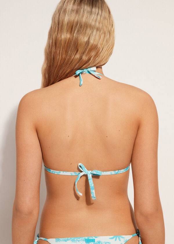 Arriba De Bikini Calzedonia Graduated Acolchado Triangle Sorrento Mujer Azules | CL1750AP