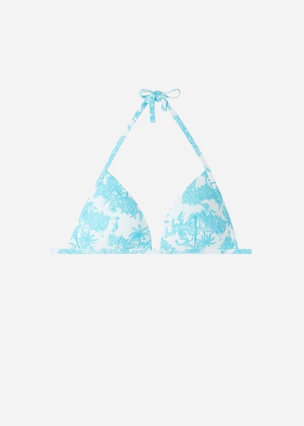 Arriba De Bikini Calzedonia Graduated Acolchado Triangle Sorrento Mujer Azules | CL1750AP
