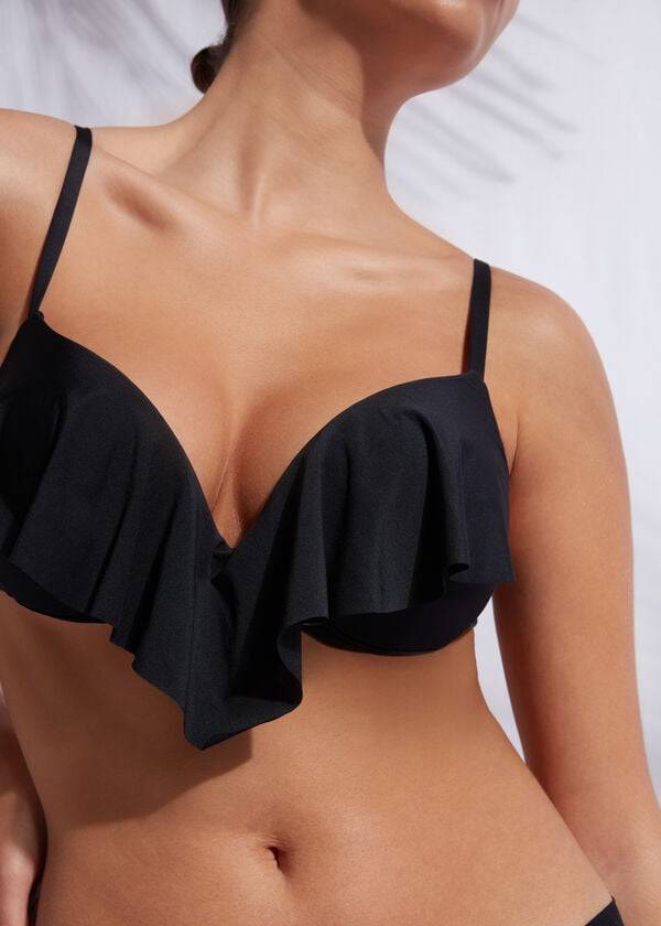 Arriba De Bikini Calzedonia Super Acolchado Push Up Indonesia Eco cobey Mujer Negras | CL1976EX