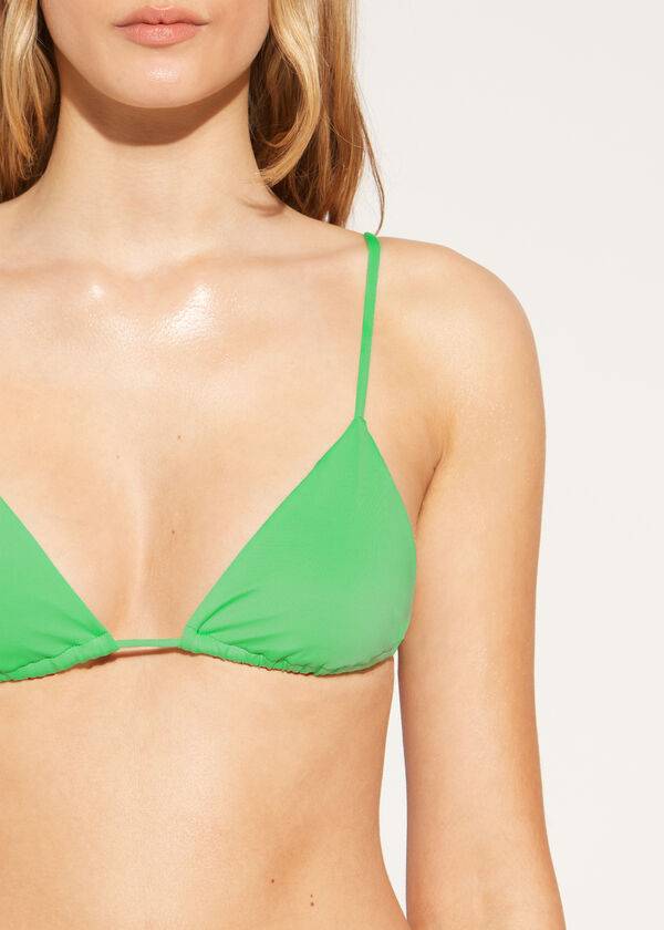 Arriba De Bikini Calzedonia Triangle String Indonesia Eco rosa Mujer Verde | CL2043KI