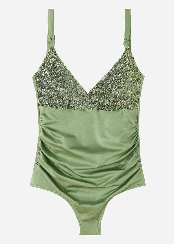 Bañadores Calzedonia Acolchado One-Piece Shaping-Effect Cannes Mujer Verde | CL2188UT