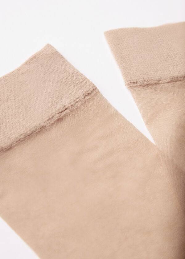 Calcetines Calzedonia 20 Denier Comodidad Cuff Knee-Highs Sheer Sexy Mujer Beige | CL2306XF