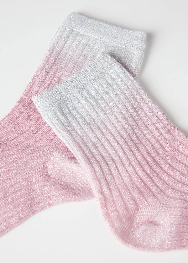 Calcetines Calzedonia Acanalado Faded Corta with Glitter Mujer Rosas | CL2474IS