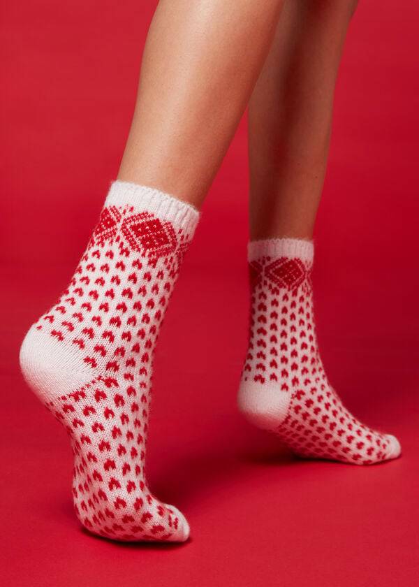 Calcetines Calzedonia Christmas Soft Corta Mujer Blancas | CL2377QZ