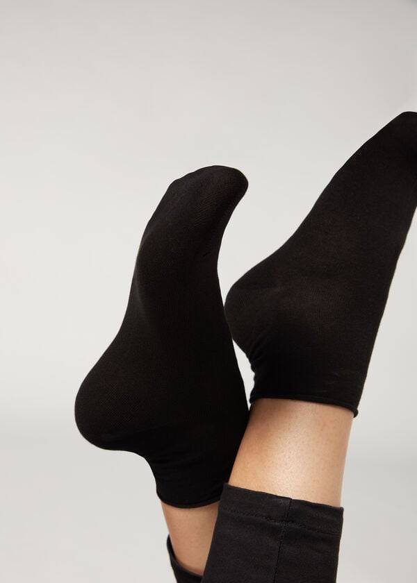 Calcetines Calzedonia Cuffless Corta in Algodon Mujer Negras | CL2389GL