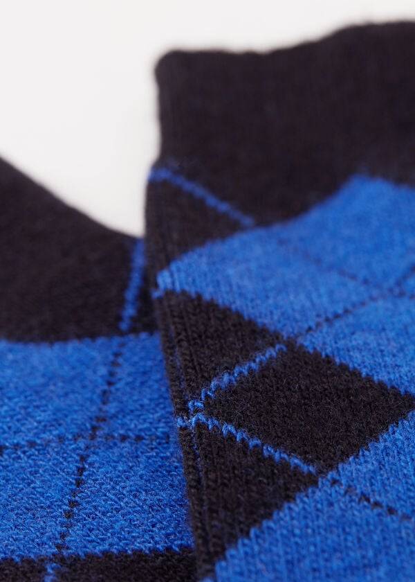 Calcetines Calzedonia Diamond-Pattern Cashmere Corta Mujer Negras Azules | CL2410ZG