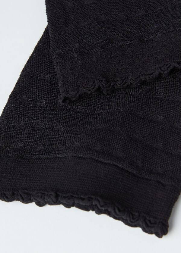 Calcetines Calzedonia Heart Motif Mesh Corta Mujer Negras | CL2443DN