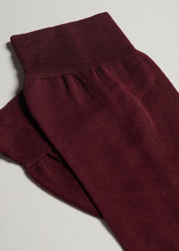 Calcetines Calzedonia Lisle Thread Crew Hombre Burdeos | CL2809HK