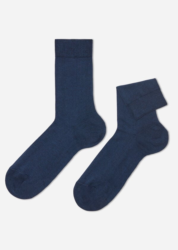 Calcetines Calzedonia Stretch Algodon Crew Hombre Azul Marino | CL2836HK