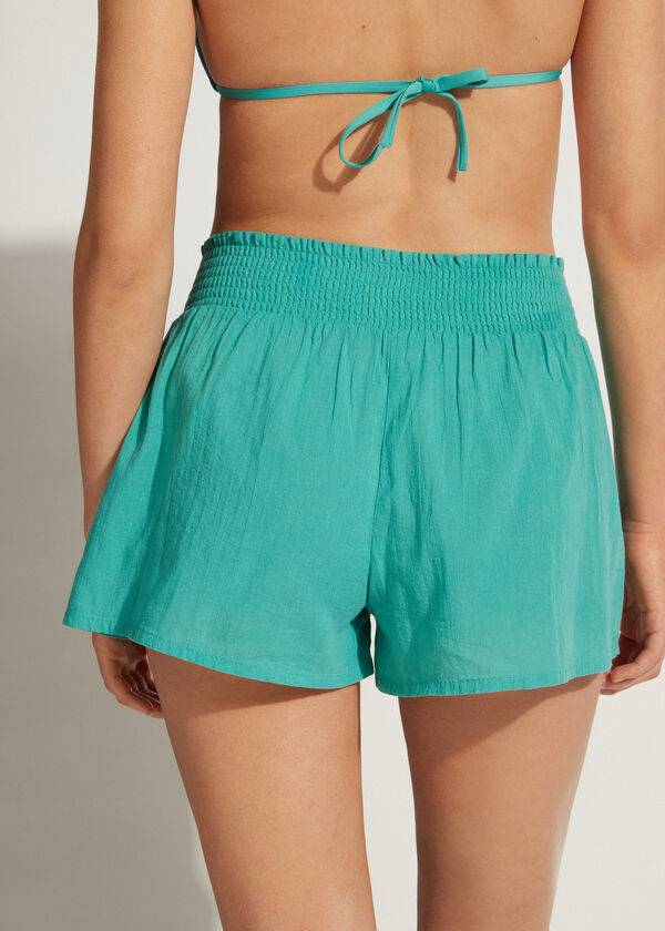 Cubrirlos Calzedonia Algodon Shorts Mujer Turquesa | CL2119HK