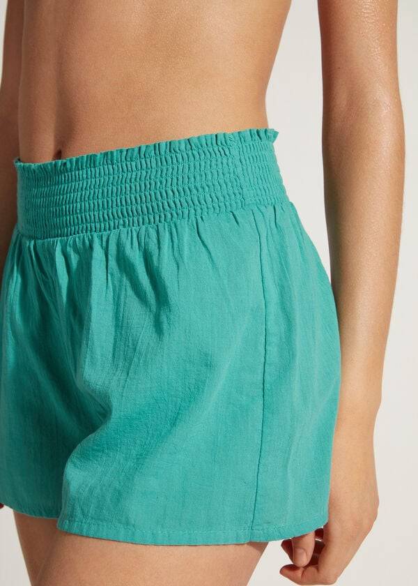 Cubrirlos Calzedonia Algodon Shorts Mujer Turquesa | CL2119HK