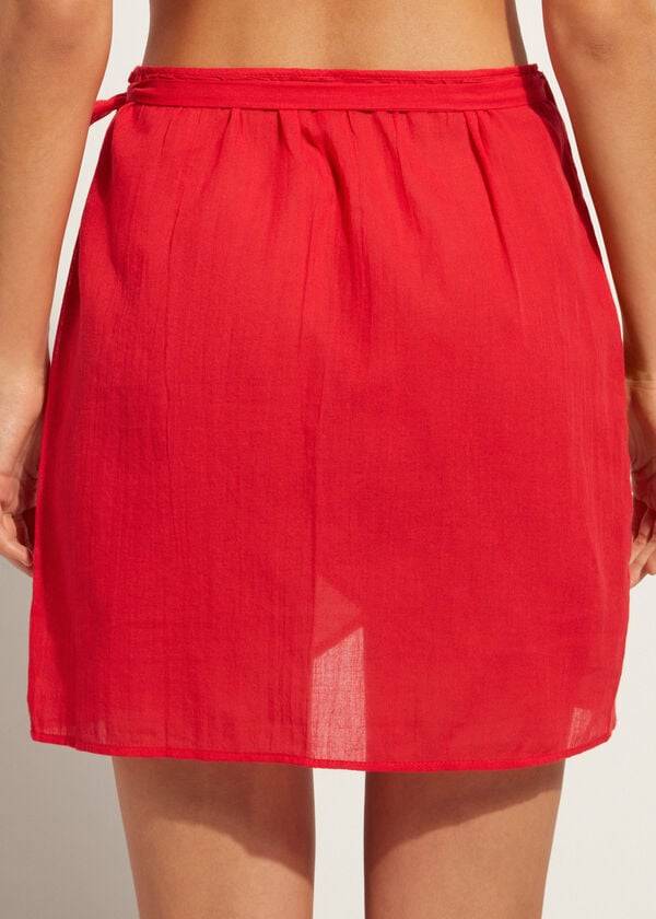 Cubrirlos Calzedonia Corta Wrap Sarong Mujer Rojas | CL2140AP
