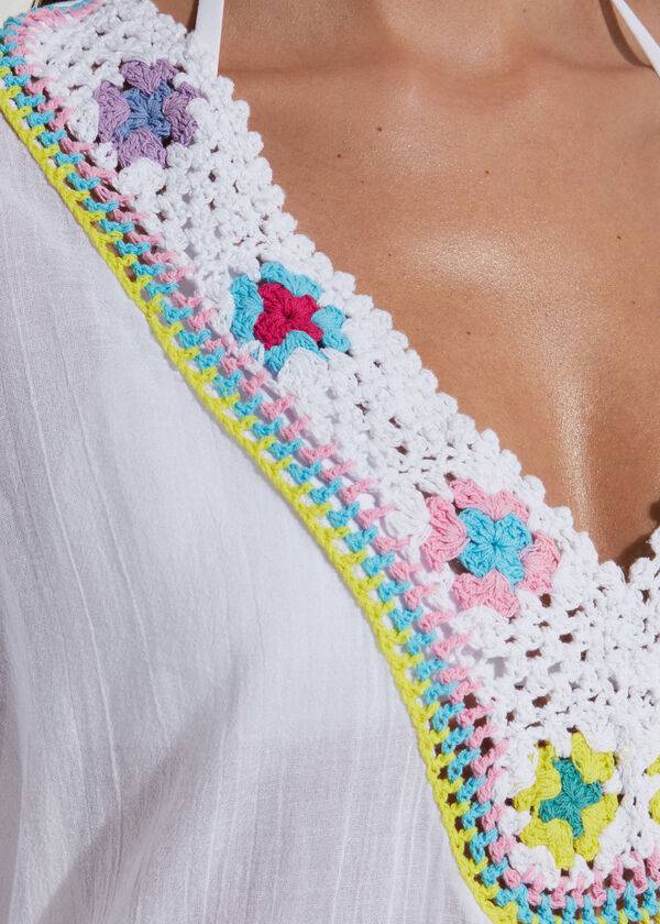 Cubrirlos Calzedonia Crochet Neckline Kaftan Mujer Blancas | CL2075BC
