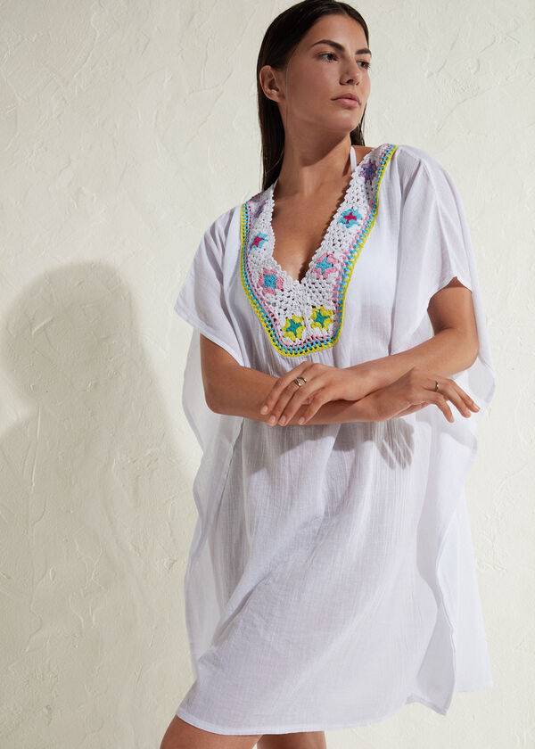 Cubrirlos Calzedonia Crochet Neckline Kaftan Mujer Blancas | CL2075BC
