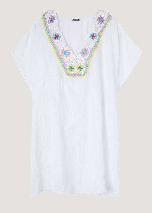 Cubrirlos Calzedonia Crochet Neckline Kaftan Mujer Blancas | CL2075BC