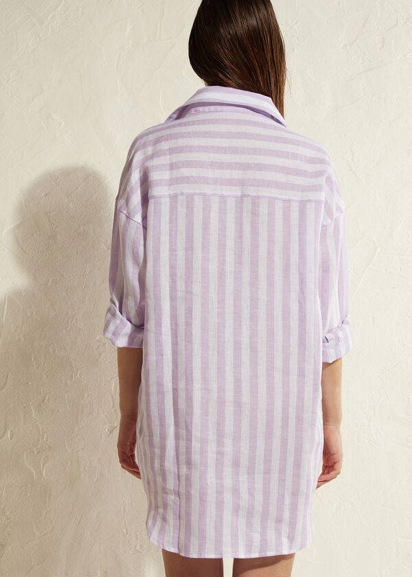 Cubrirlos Calzedonia Linen Shirt Mujer Moradas Blancas | CL2086OR