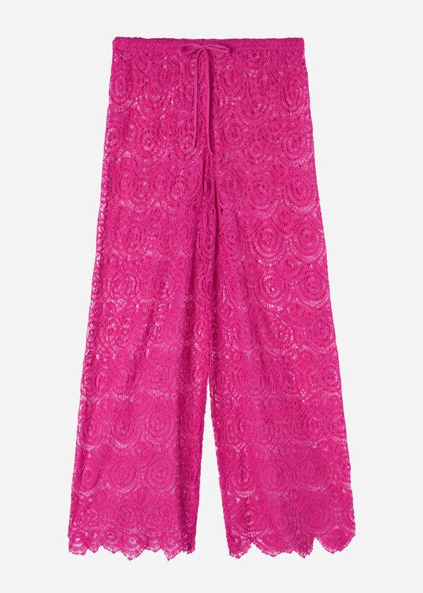Cubrirlos Calzedonia Long Crochet Pants Mujer Rosas | CL2134TV