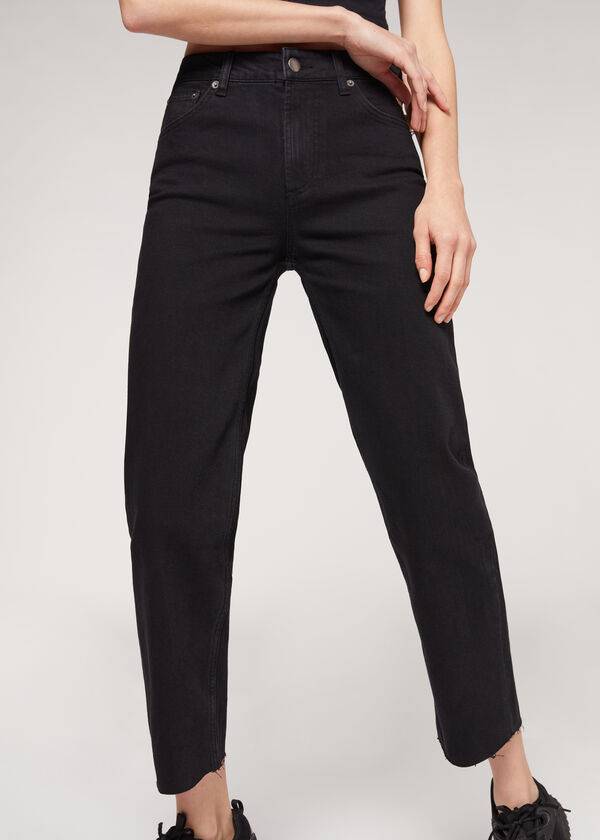 Jeans Calzedonia Cropped Directo-Leg Mujer Negras | CL2564CE