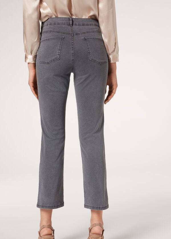 Jeans Calzedonia Eco Light Flared Cropped Denim Mujer Gris | CL2571GL