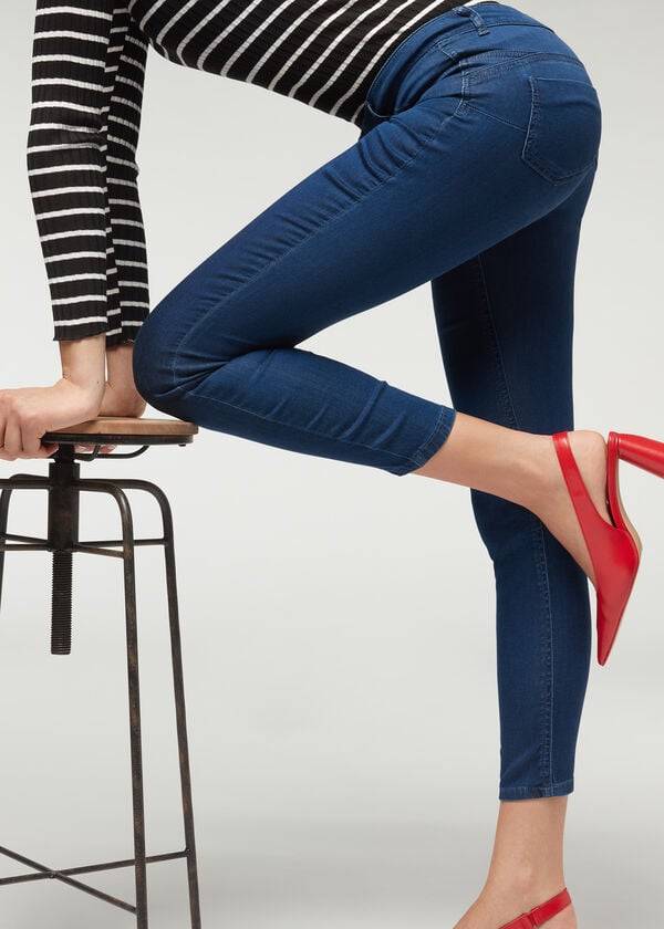 Jeans Calzedonia Eco Light Push Up Denim Mujer Azul Marino | CL2582RW