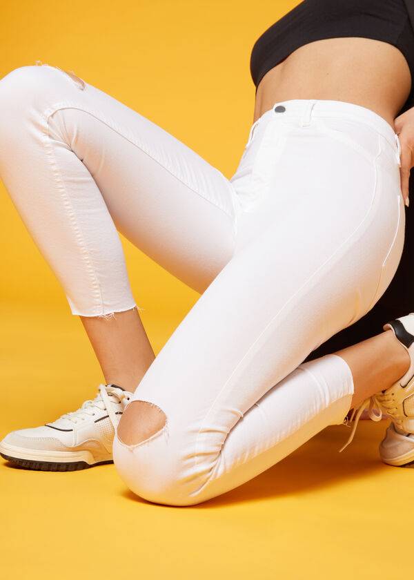 Jeans Calzedonia High-Cintura Flaco Mujer Blancas | CL2602PQ