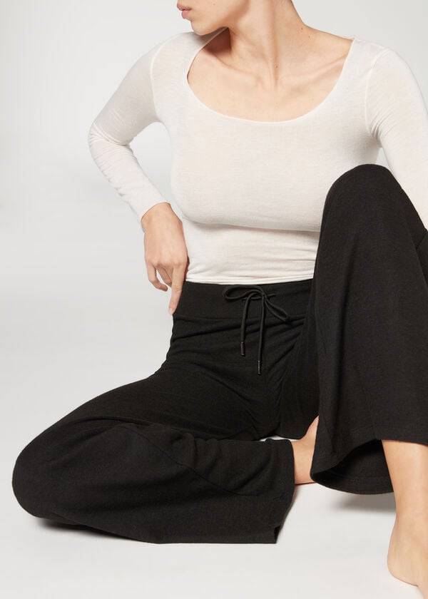 Leggins Calzedonia Cashmere Palazzo Mujer Negras | CL2625FM