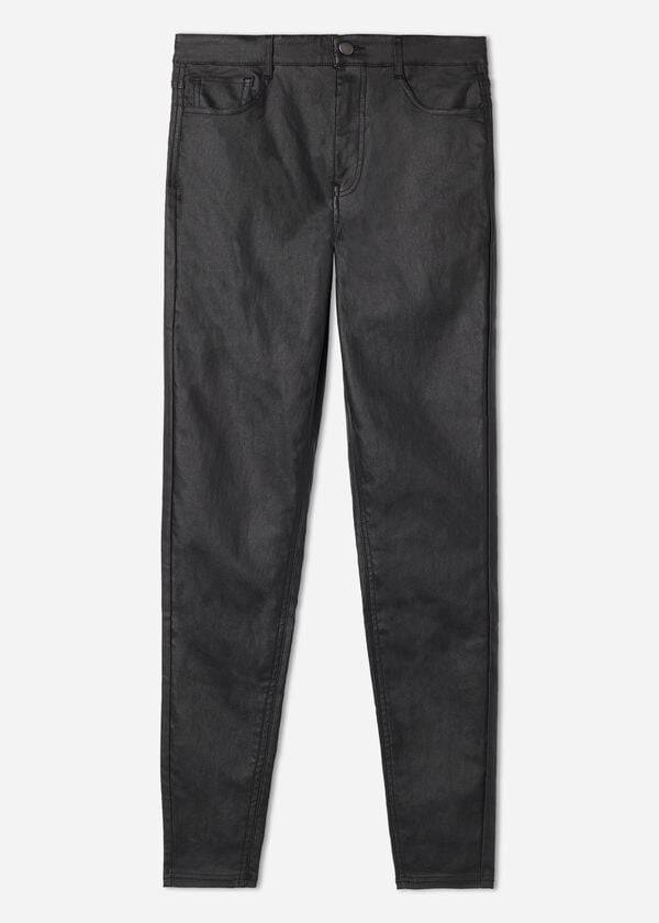 Leggins Calzedonia Faux Cuero Flaco Mujer Negras | CL2643FM