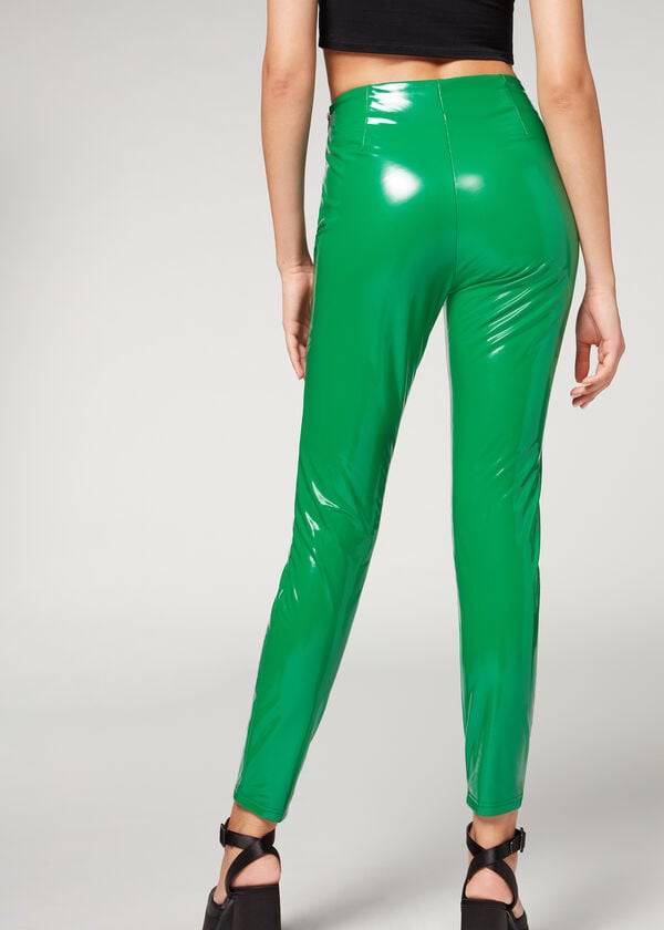 Leggins Calzedonia Flaco in Thermal Vinyl Mujer Verde | CL2687CE