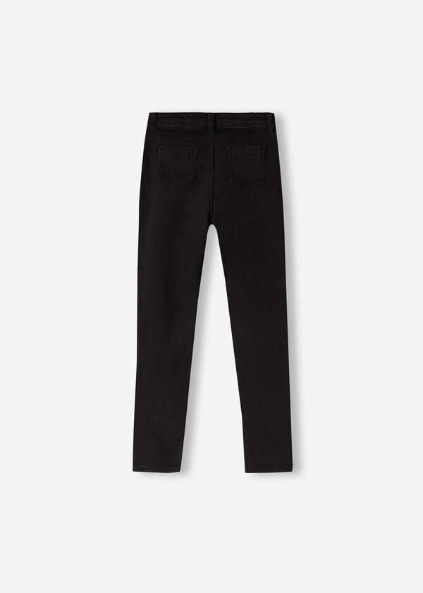 Leggins Calzedonia Soft Touch Denim Cropped Flaco Niños Negras Azules | CL3141DN