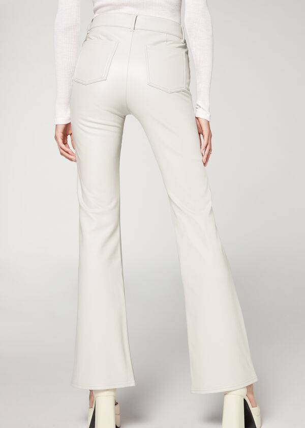 Leggins Calzedonia Zip and Button Coated Thermal Flared Mujer Blancas | CL2711NB