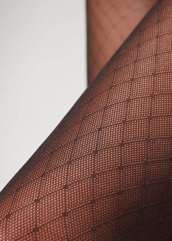 Mallas Calzedonia Diamond Motif Mesh Patterned Mujer Negras | CL1092EX